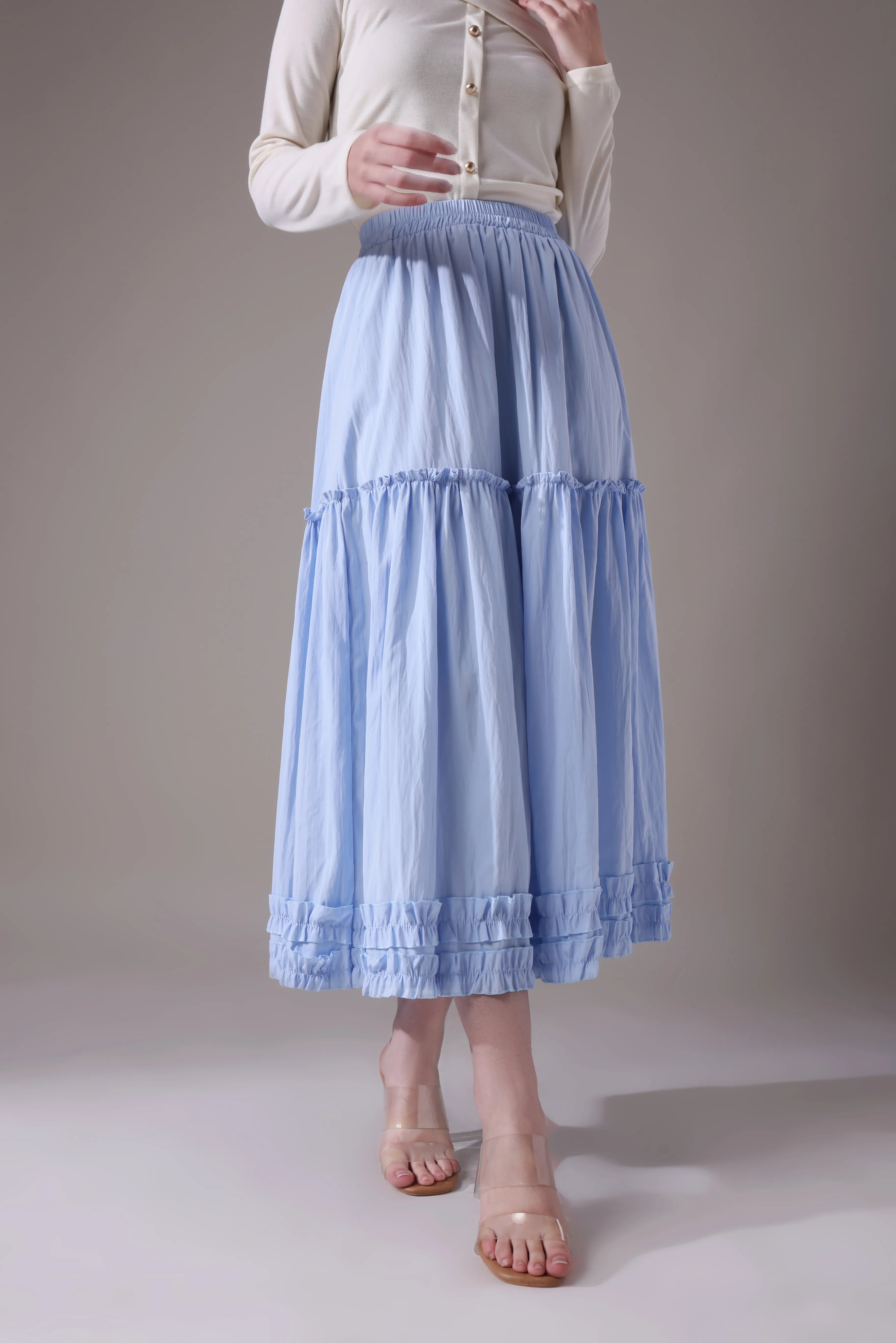 The Seraphina Tiered Azure Maxi Skirt