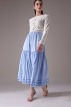 The Seraphina Tiered Azure Maxi Skirt