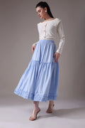 The Seraphina Tiered Azure Maxi Skirt