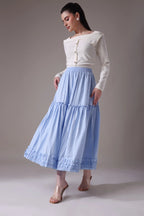 The Seraphina Tiered Azure Maxi Skirt