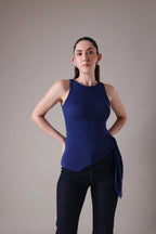 The Asymmetric Draped Ribbed Tank Top