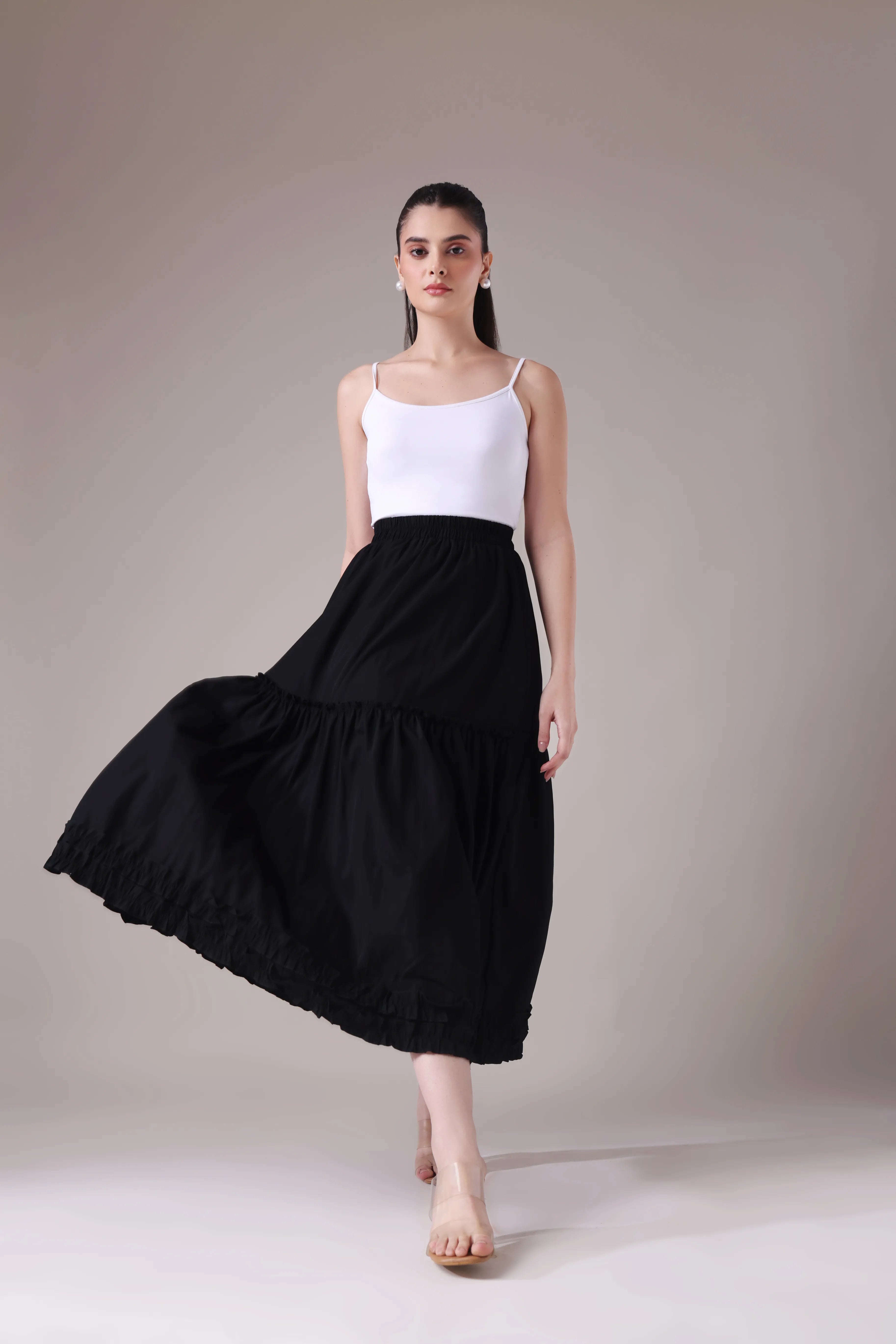 The Seraphina Tiered Azure Maxi Skirt