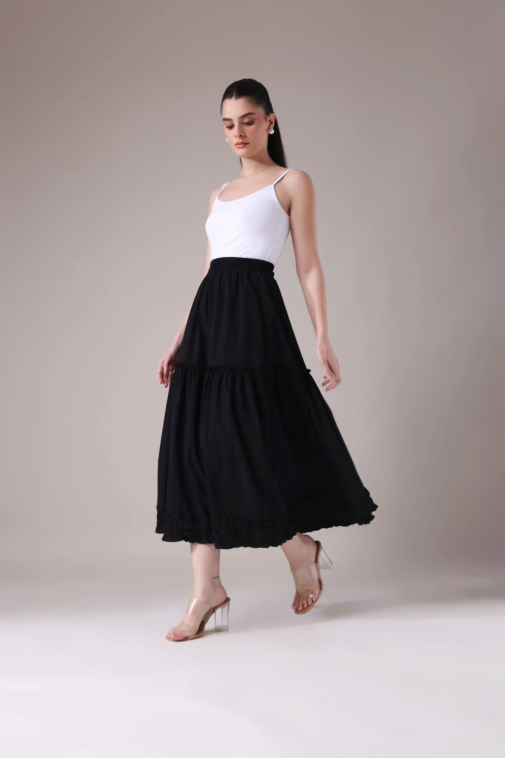 The Seraphina Tiered Azure Maxi Skirt