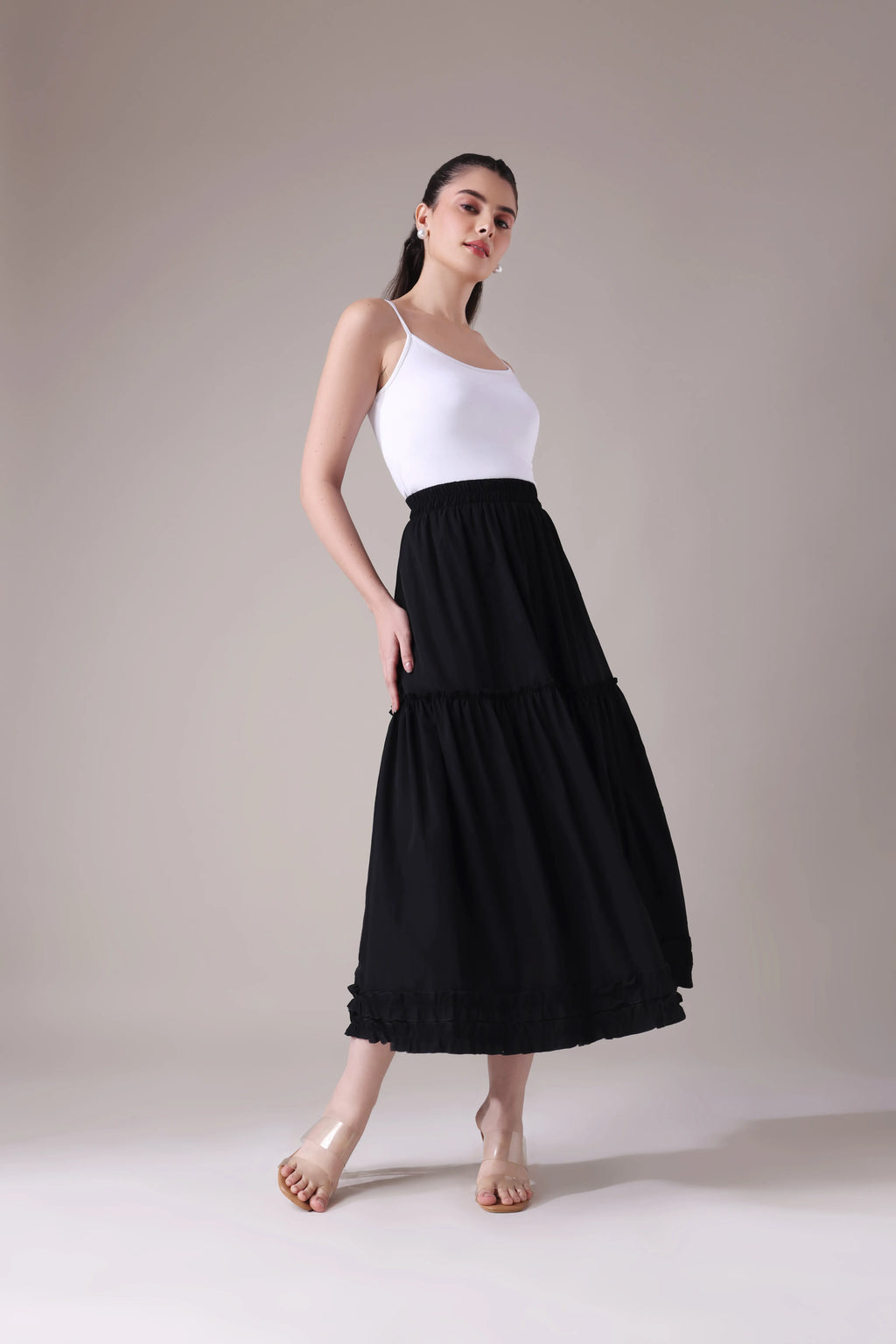 The Seraphina Tiered Azure Maxi Skirt