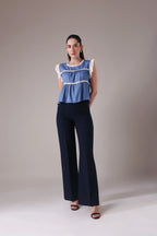The Lyra Scalloped Lace Bodice In Cornflower Azure