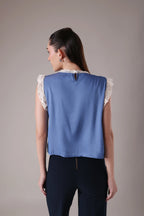 The Lyra Scalloped Lace Bodice In Cornflower Azure