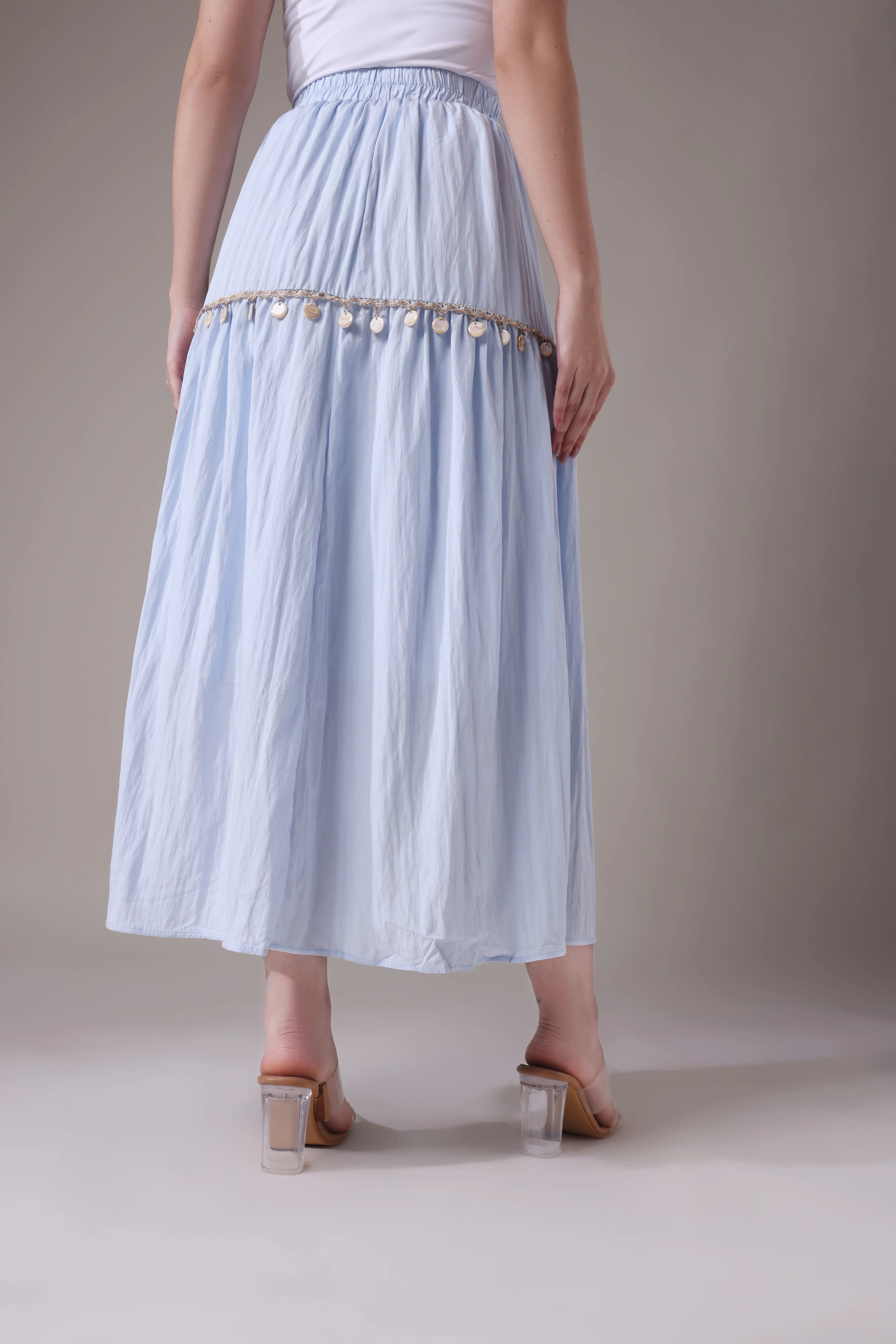 The Poseidon Tiered Shell Maxi Skirt