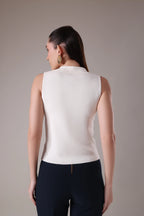The Ziana Sleeveless Polo-Knit Top