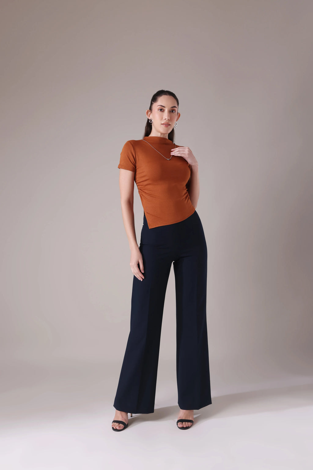 The Sculpted Mock-Neck in Russet & Moss