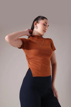 The Sculpted Mock-Neck in Russet & Moss