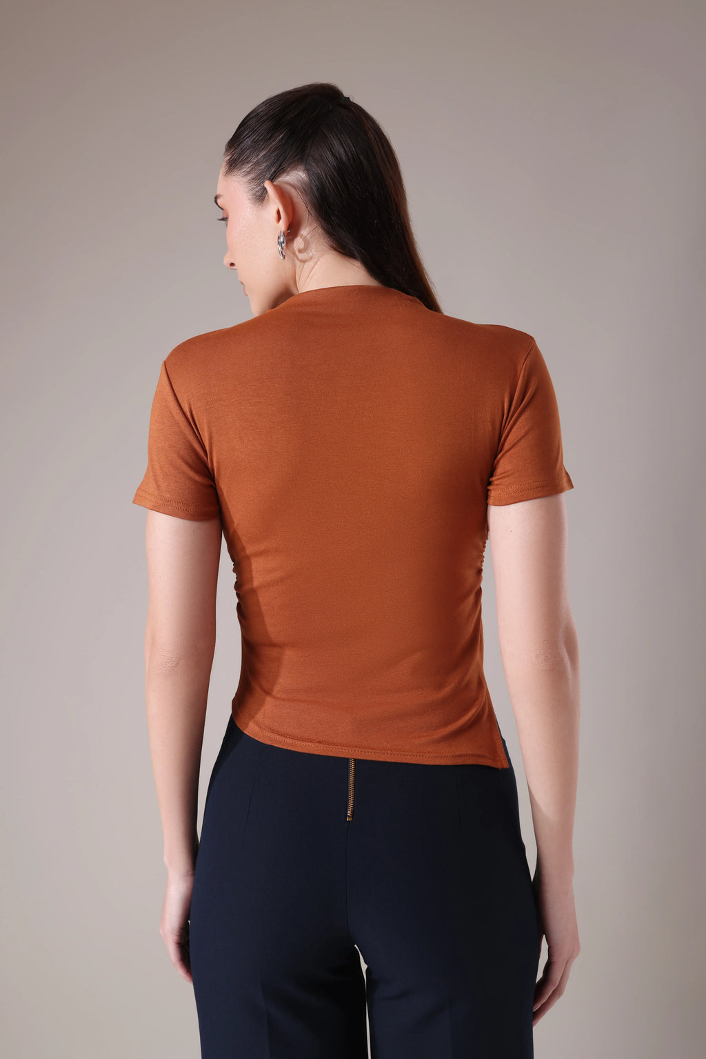 The Sculpted Mock-Neck in Russet & Moss