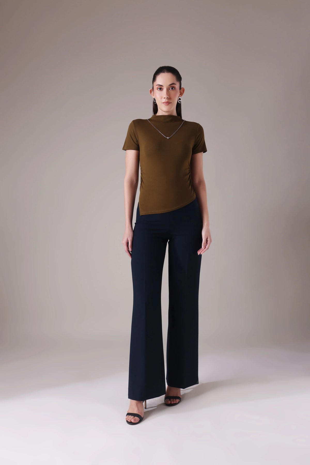 The Sculpted Mock-Neck in Russet & Moss