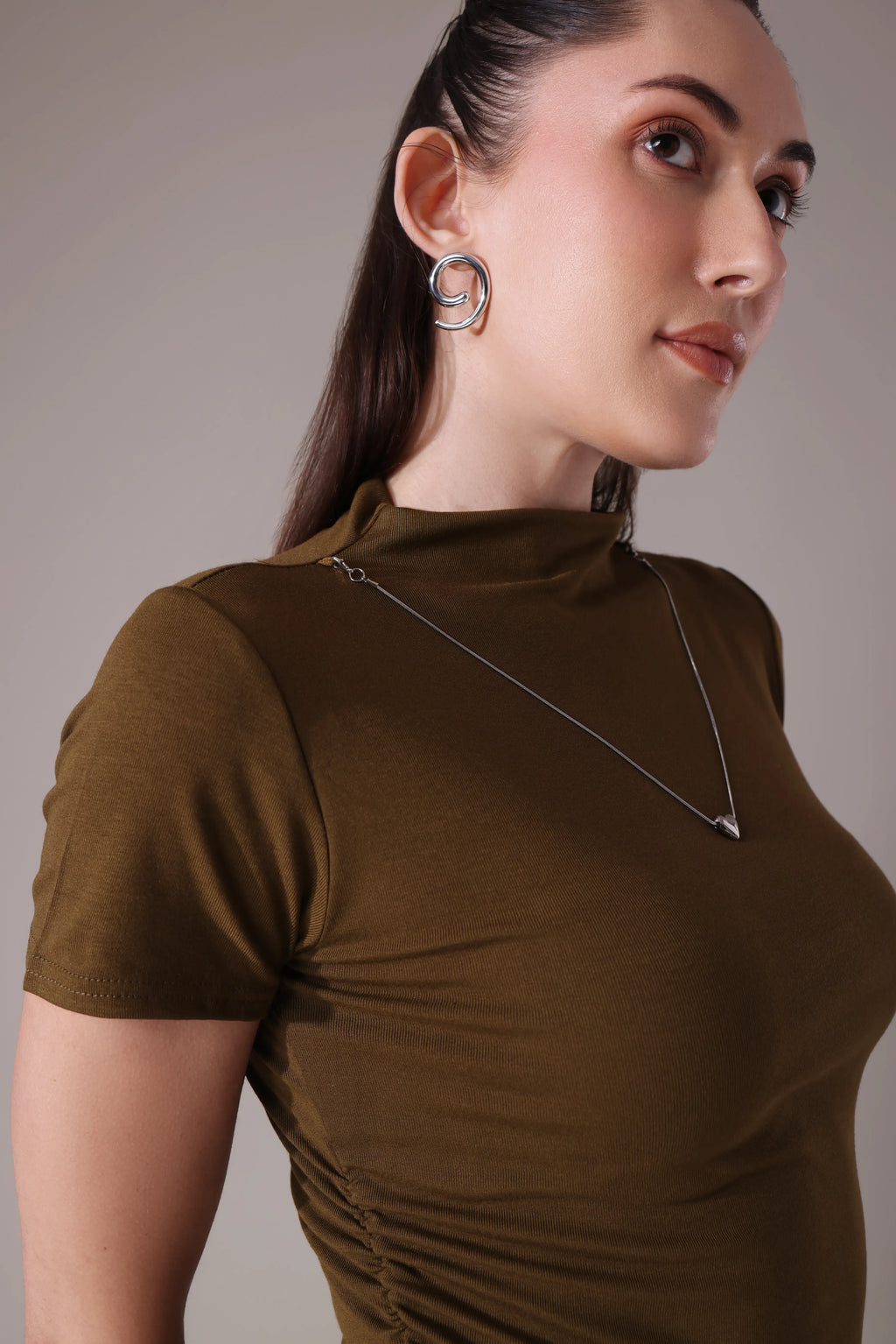 The Sculpted Mock-Neck in Russet & Moss
