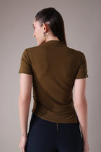 The Sculpted Mock-Neck in Russet & Moss