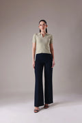 Ribbed-johnny collar top