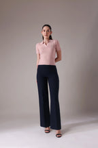 Ribbed-johnny collar top