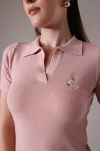 Ribbed-johnny collar top