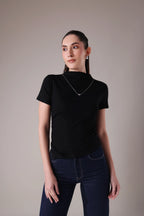 The Sculpted Mock-Neck in Russet & Moss