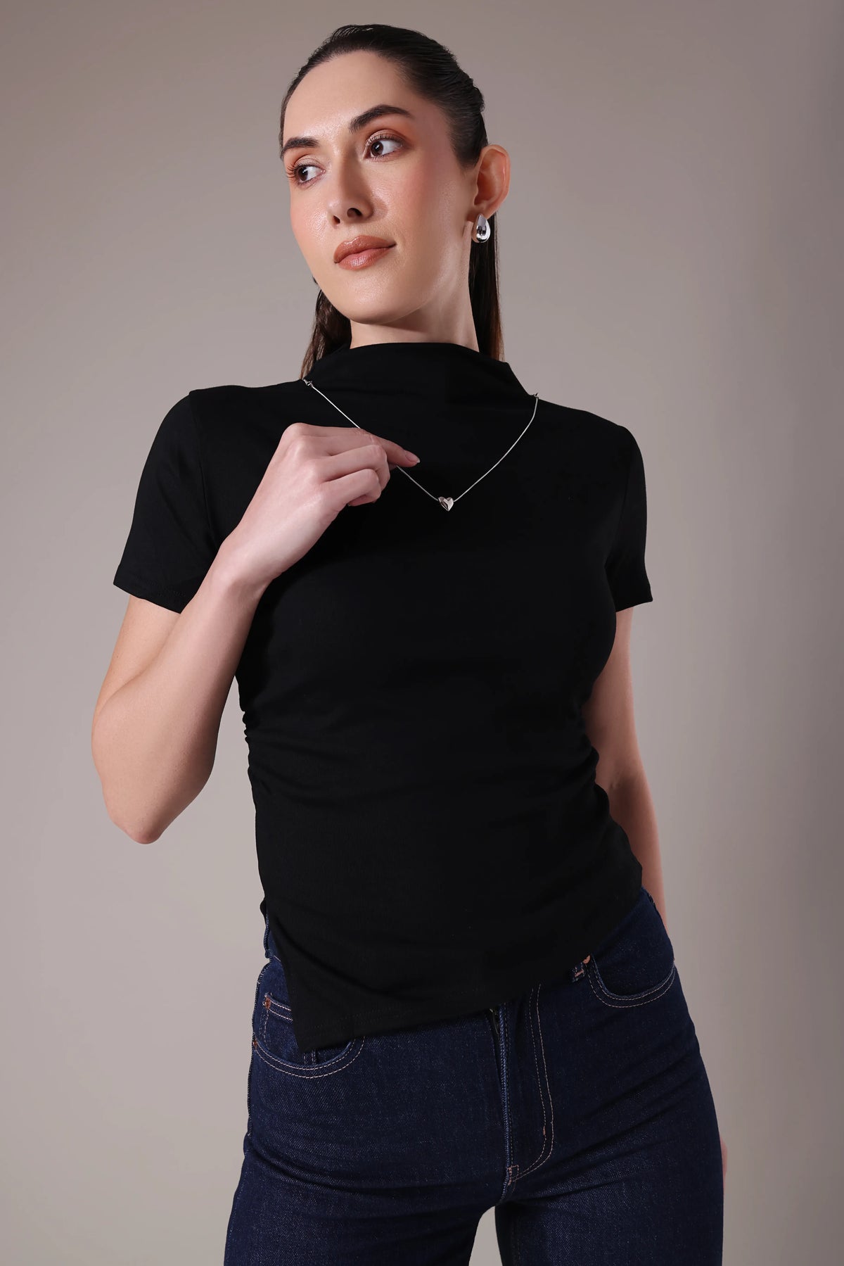The Sculpted Mock-Neck in Russet & Moss